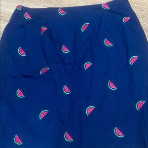 Lilly Pulitzer Navy Blue Skirt with Watermelon Embroidery Sz 8